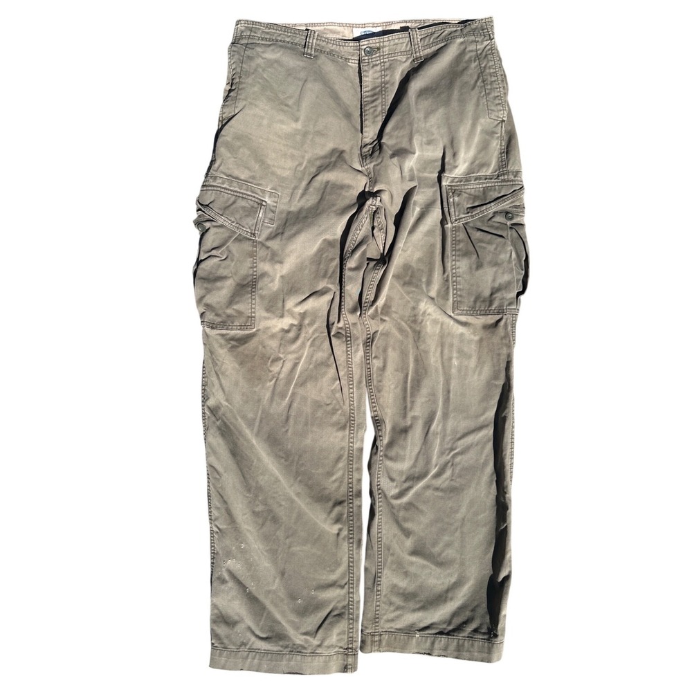 Old Navy Mens Cargo Pants 38x34 Olive Green Cotton Twill Straight Leg Workwear